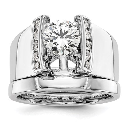 14K White Gold Lab Grown Diamond VS/SI GH, Peg Semi-mount Eng Ring