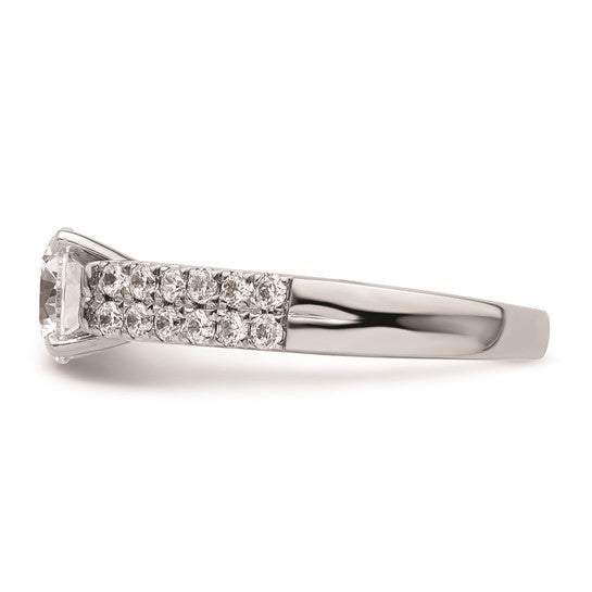 14K White Gold 2-Row Peg Set 5/8 carat Diamond Semi-mount Engagement Ring