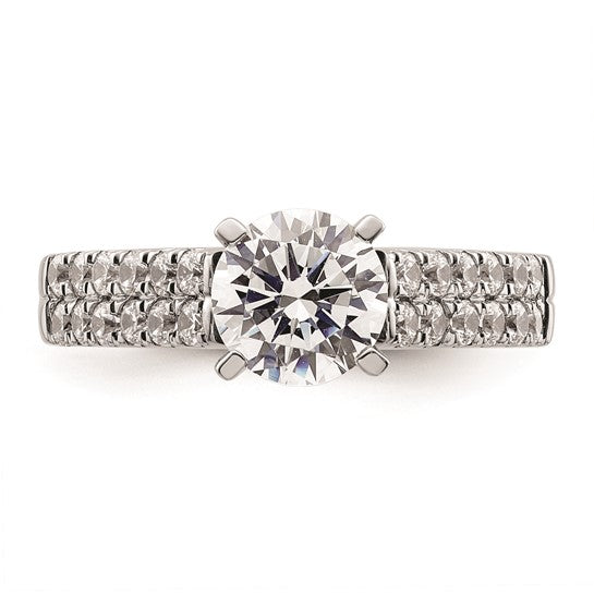 14K White Gold 2-Row Peg Set 5/8 carat Diamond Semi-mount Engagement Ring