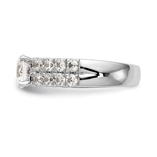 14K White Gold 2-Row Peg Set 1.4 carat Diamond Semi-mount Engagement Ring
