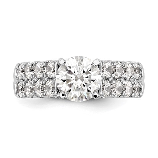 14K White Gold 2-Row Peg Set 1.4 carat Diamond Semi-mount Engagement Ring