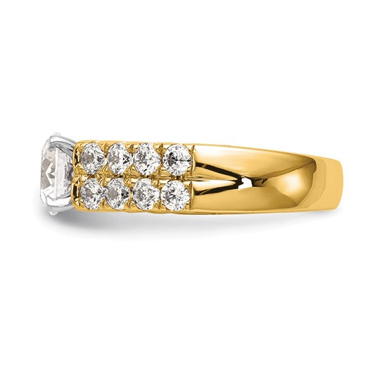14K Yellow Gold Diamond Peg Set Semi-mount Engagement Ring