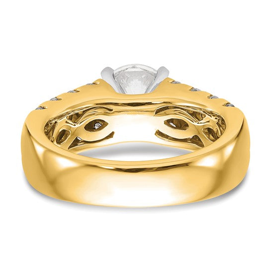 14K Yellow Gold Diamond Peg Set Semi-mount Engagement Ring