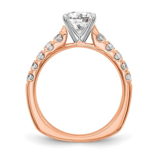 True Origin 14K Rose Gold 1/2 carat Lab Grown Diamond VS/SI D E F Semi Mount Peg Set Ring