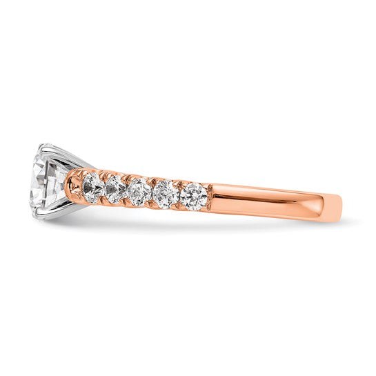 True Origin 14K Rose Gold 1/2 carat Lab Grown Diamond VS/SI D E F Semi Mount Peg Set Ring