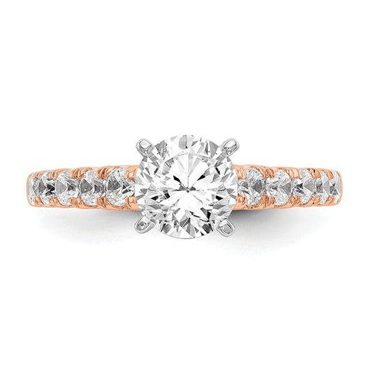 True Origin 14K Rose Gold 1/2 carat Lab Grown Diamond VS/SI D E F Semi Mount Peg Set Ring