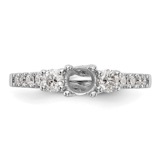 14K White Gold Lab Grown Diamond VS/SI GH, 3-Stone Complete Eng Ring
