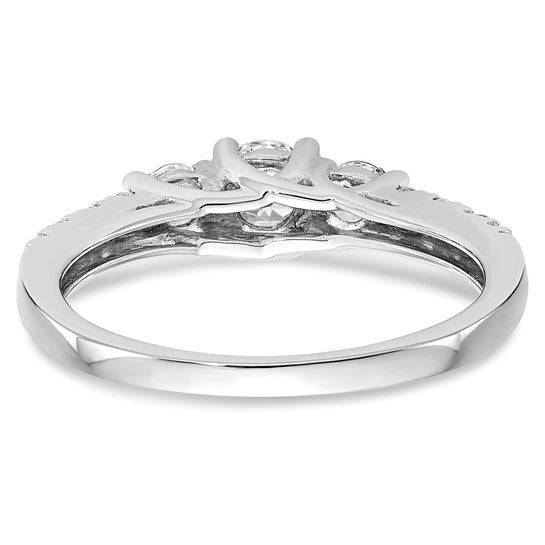 14K White Gold Lab Grown Diamond VS/SI GH, 3-Stone Complete Eng Ring