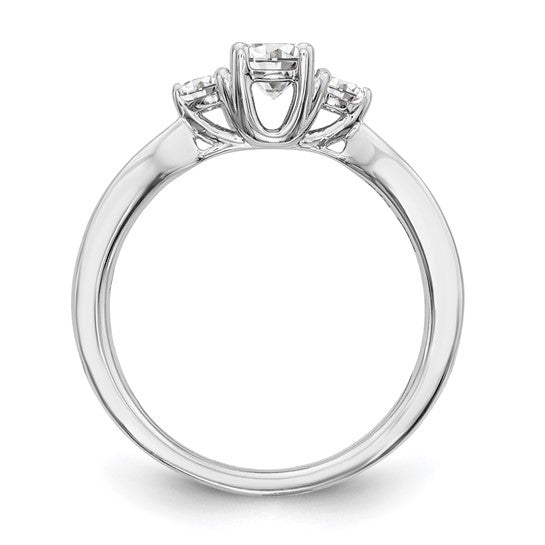 14K White Gold Lab Grown Diamond VS/SI GH, 3-Stone Complete Eng Ring