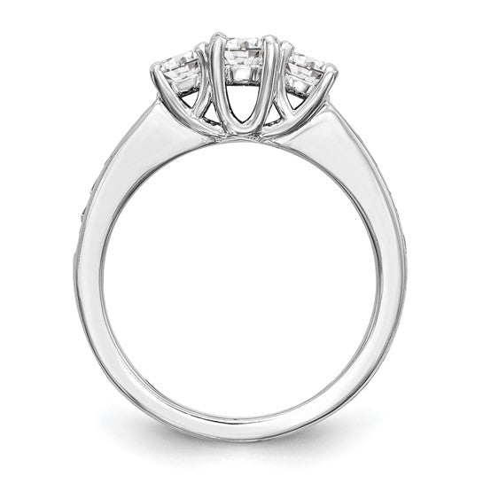 14K White Gold Lab Grown Diamond VS/SI GH, 3-Stone Complete Eng Ring