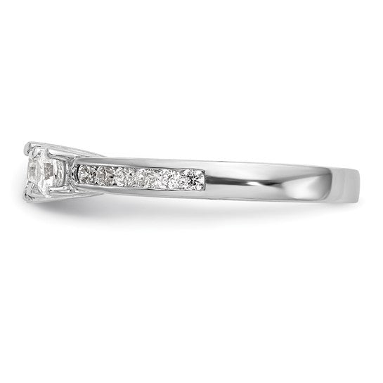 14K White Gold Lab Grown Diamond VS/SI GH, 3-Stone Complete Eng Ring