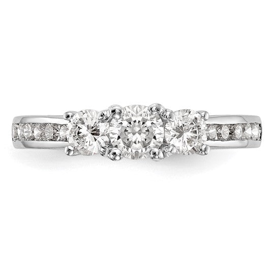 14K White Gold Lab Grown Diamond VS/SI GH, 3-Stone Complete Eng Ring