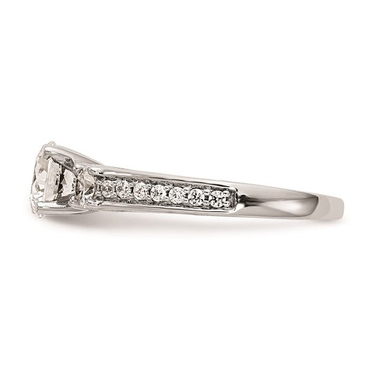 14K White Gold 3-Stone Plus Peg Set Center 1/5 carat Diamond Semi-mount Engagement Ring