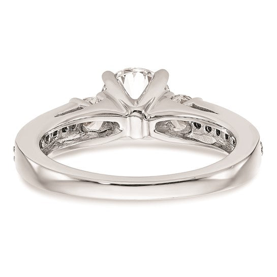 14K White Gold 3-Stone Plus Peg Set Center 1/5 carat Diamond Semi-mount Engagement Ring