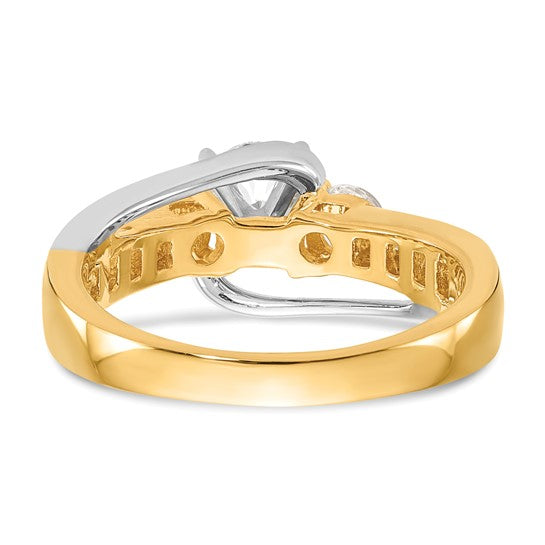 14K Two-tone Lab Grown Diamond VS/SI GH, 3-Stone Peg Set Semi Mount