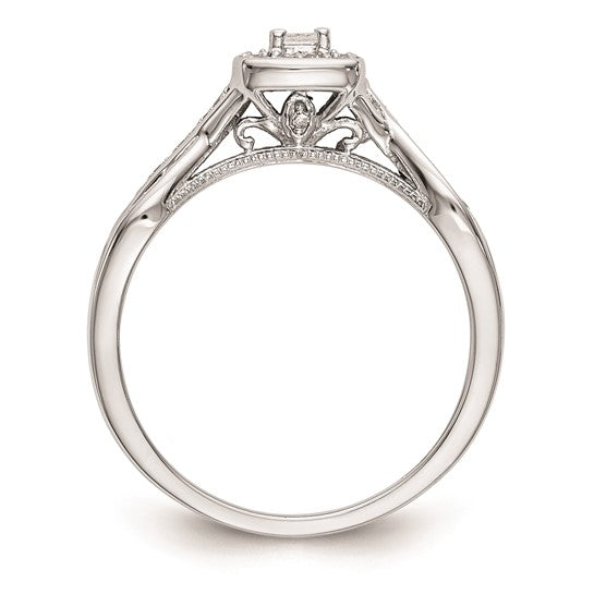 First Promise 14k White Gold Criss-Cross 1/3 carat Round Diamond Complete Promise/Engagement Ring