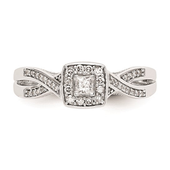 First Promise 14k White Gold Criss-Cross 1/3 carat Round Diamond Complete Promise/Engagement Ring