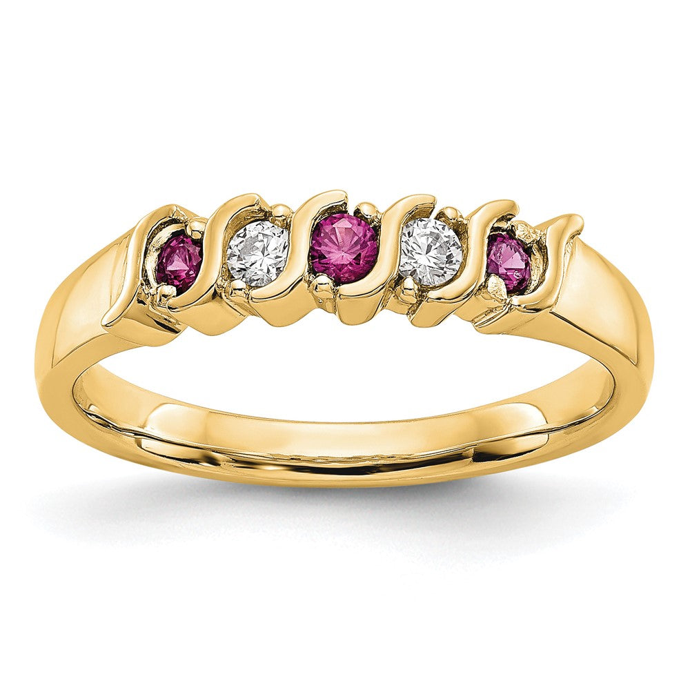 14k Yellow Gold Diamond w/Ruby Band