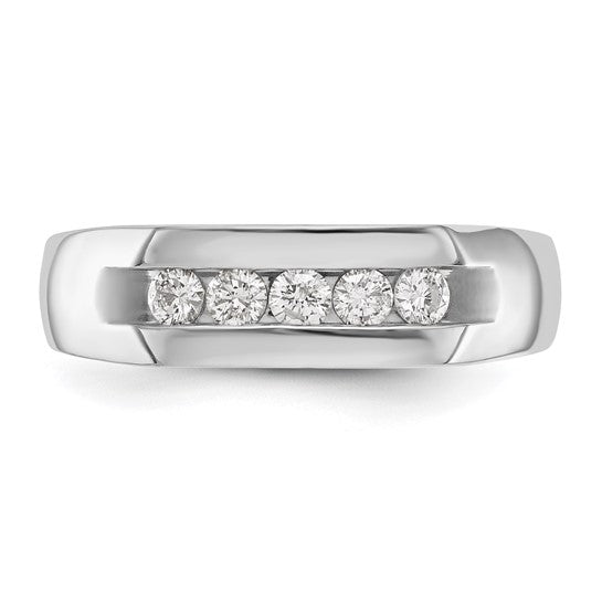 14K White Gold 5-Stone Diamond Men's Channel Band