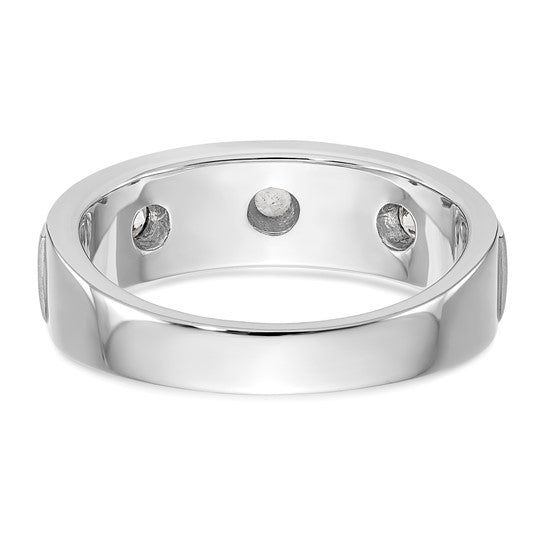 14K White Gold 3-Stone Bezel 1/3 carat Diamond Complete Men's Band
