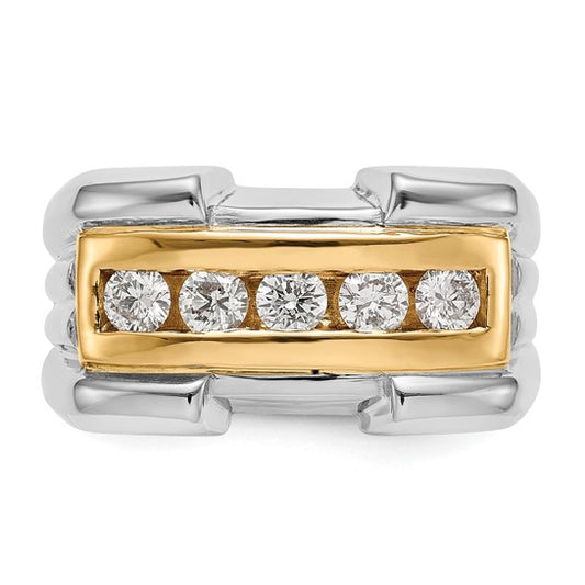 True Origin 14K Two-tone Men's 5/8 carat Lab Grown Diamond VS/SI D E F Channel Band