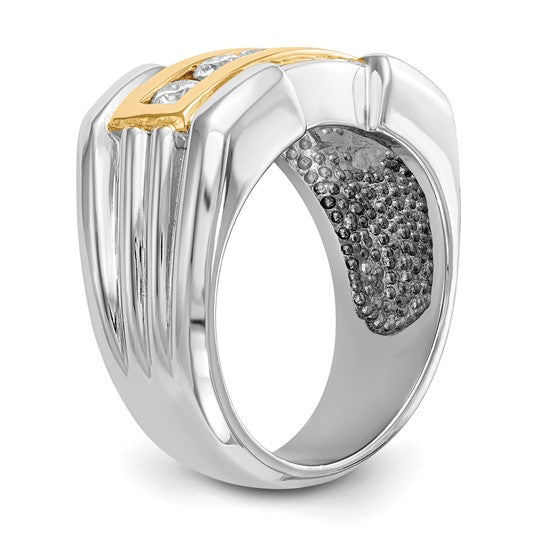 True Origin 14K Two-tone Men's 5/8 carat Lab Grown Diamond VS/SI D E F Channel Band