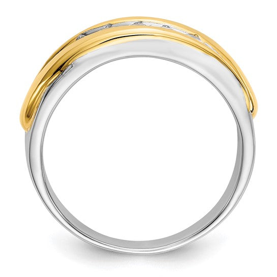 14k Two-tone 5-Stone 3/8 carat Diamond Complete Men's Band