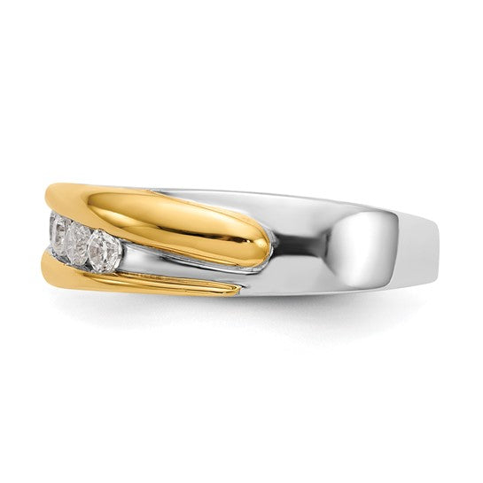 14k Two-tone 5-Stone 3/8 carat Diamond Complete Men's Band