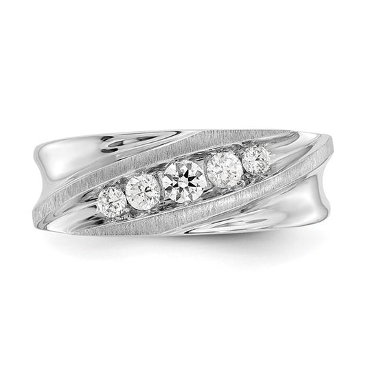 True Origin 14K White Gold Men's 1/2 carat Lab Grown Diamond VS/SI D E F Brushed and Polished Band