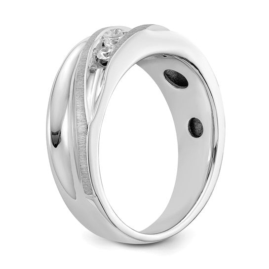 True Origin 14K White Gold Men's 1/2 carat Lab Grown Diamond VS/SI D E F Brushed and Polished Band