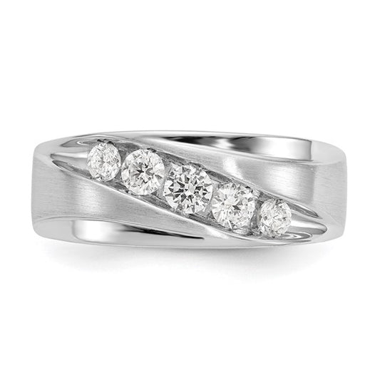 True Origin 14K White Gold Men's 1/2 carat Lab Grown Diamond VS/SI D E F Brushed and Polished Band