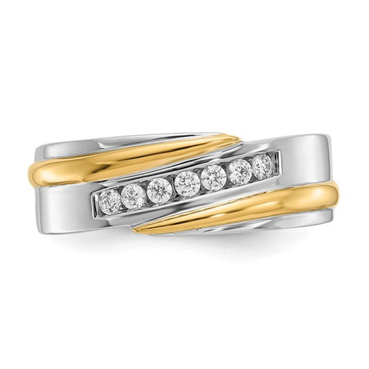 True Origin 14K Two-tone Men's 1/3 carat Lab Grown Diamond VS/SI D E F Brushed and Polished Band