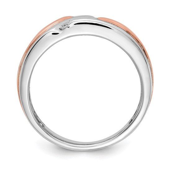 14k White and Rose Gold 5-Stone 1/5 carat Diamond Complete Men's Band