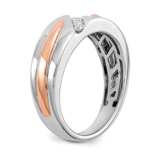 14k White and Rose Gold 5-Stone 1/5 carat Diamond Complete Men's Band