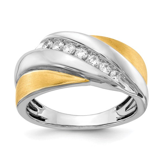 14k Two-tone 7-Stone 1/3 carat Diamond Complete Men's Ring