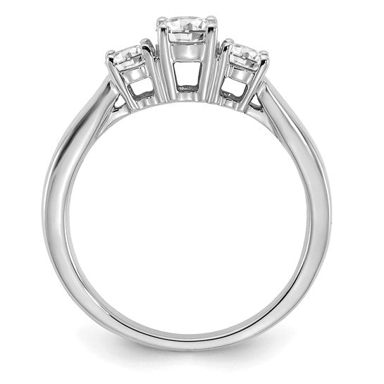 14K White Gold Lab Grown Diamond VS/SI GH, 3-Stone Semi-mount Eng Ri