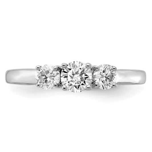 14K White Gold Lab Grown Diamond SI1/SI2, G H I, 3-Stone Complete Engagement Ring