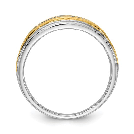 14k Two-tone 7-Stone 1/2 carat Diamond Complete Men's Ring