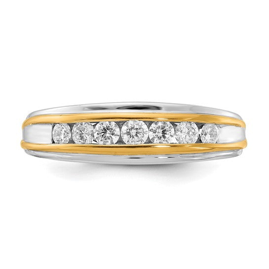 14k Two-tone 7-Stone 1/2 carat Diamond Complete Men's Ring