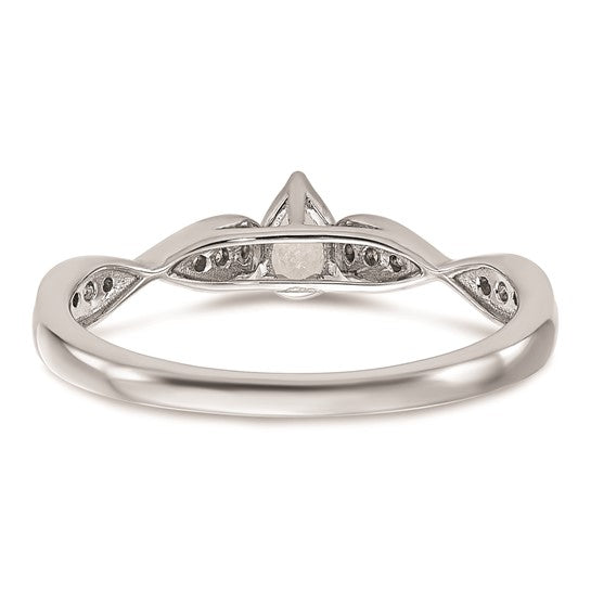 14k White Gold Criss-Cross (Holds 1/3 carat (5.7x3.7mm) Pear Center) 1/15 carat Diamond Semi-mount Engagement Ring