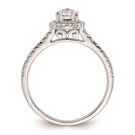 14k White Gold Halo Plus (Holds 3/4 carat (7.1x4.7mm) Pear Center) 1/4 carat Diamond Semi-mount Engagement Ring