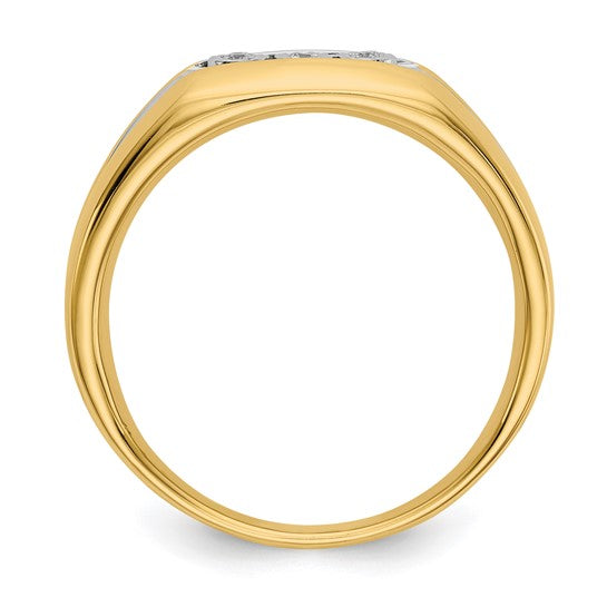 14k with Rhodium Diamond Mens Ring