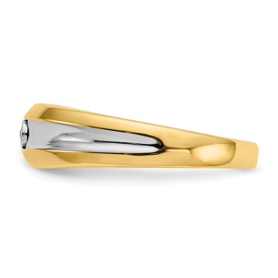 14k with Rhodium Diamond Mens Ring