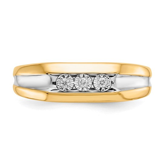 14k with Rhodium Diamond Mens Ring
