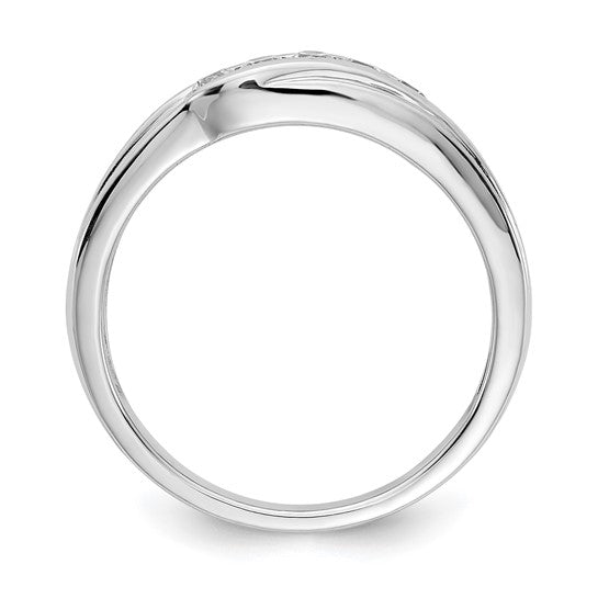14k White Gold Diamond 5-stone Mens Ring