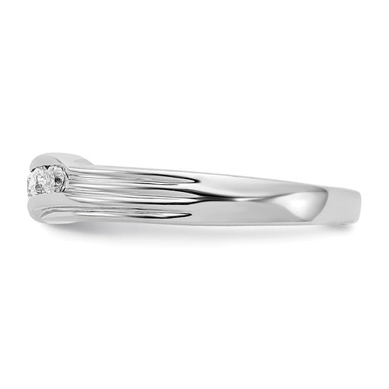 14k White Gold Diamond 5-stone Mens Ring