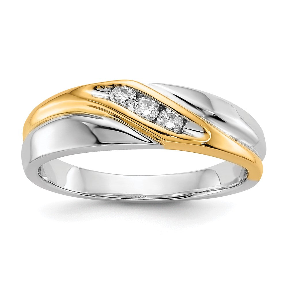 14k Two-tone Diamond Mens Ring