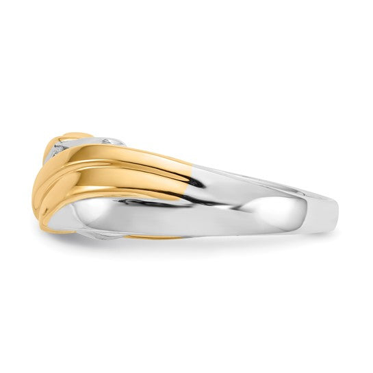 14k Two-tone Diamond Mens Ring