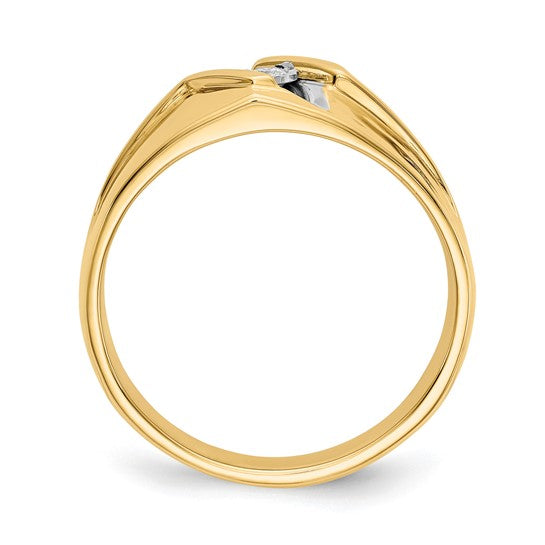 14k and Rhodium Diamond Mens Ring