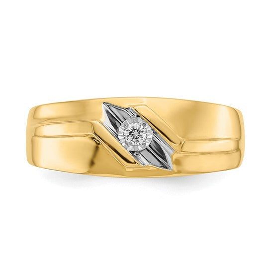 14k and Rhodium Diamond Mens Ring